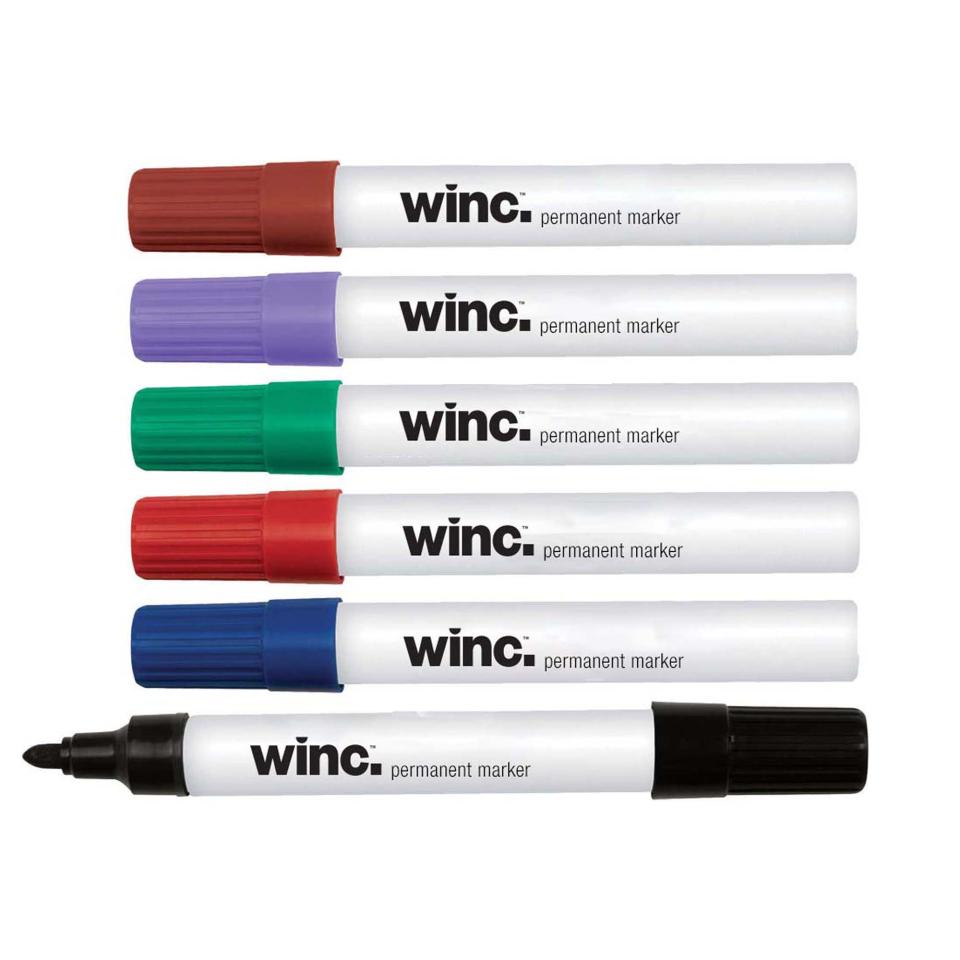 Winc Permanent Marker Bullet Tip 1.0mm Assorted Colours Box 12