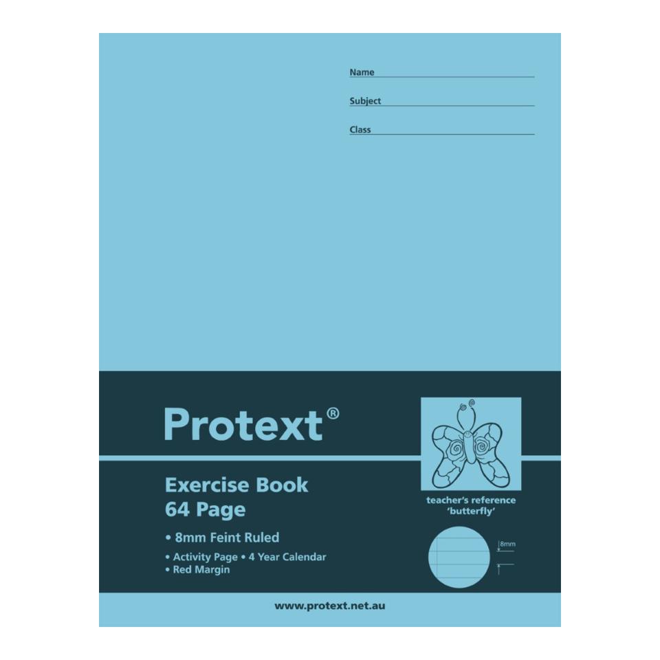 Protext Exercise Book Polypropylene 225 x 175mm 8mm Ruled 64 Pages