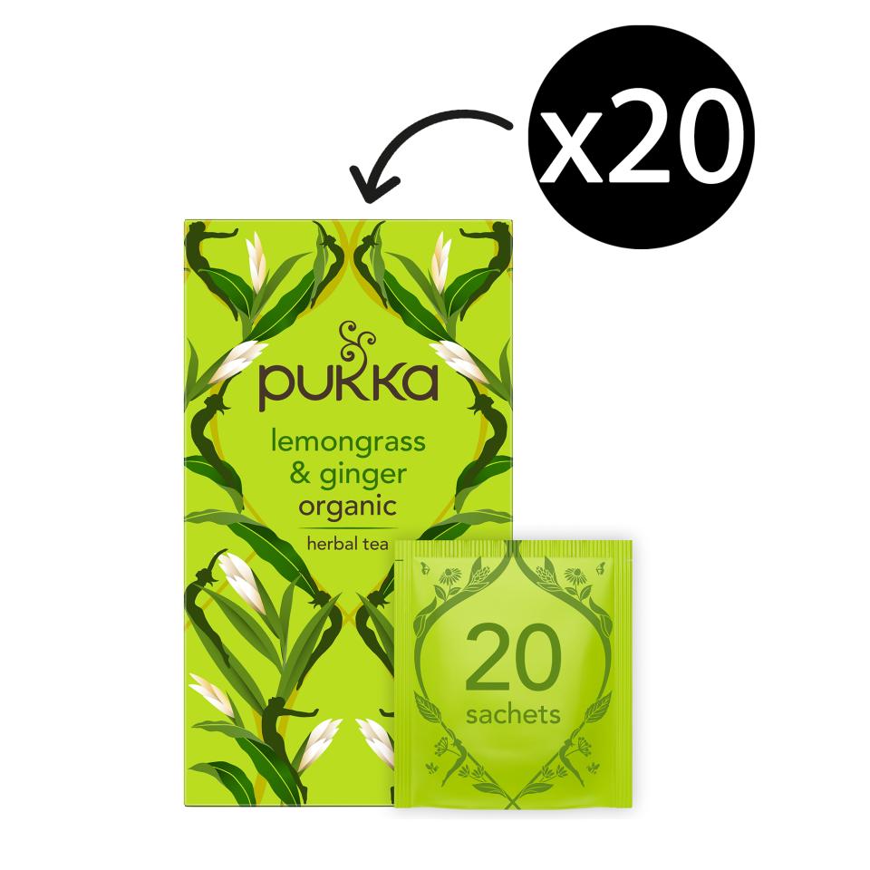 Pukka Lemongrass & Ginger Enveloped Tea Bags Pack 20