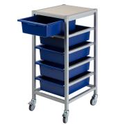 Creative Kids 5 Bay Tote Tray Mobile Storage Trolley With 5 Tote Trays Blue