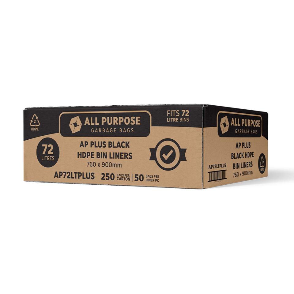 Austar All Purpose Plus HDPE Bin Liner Black 72 Litre Pack 50 Carton 250 Image