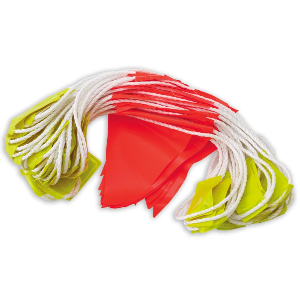 Paramount Safety Bun30Dn High Visibility Day/Night Bunting Fluoro PVC Triangle Flags 30m