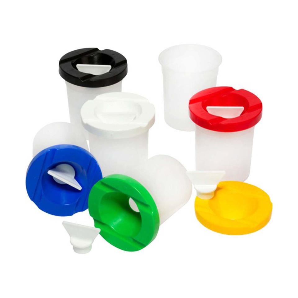 Educational Colours Plastic Safety Paint Pot Assorted Colours Pack 6