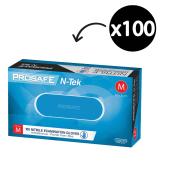 Prosafe N-tek Nitrile Examination Gloves Powder Free Blue Medium Box 100