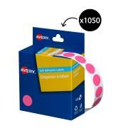Avery Circle Dispenser Labels 14mm Diameter Pink 1050 Labels
