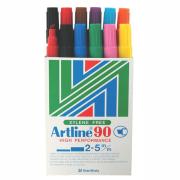 Artline 90 Permanent Marker Chisel Tip 2.0-5.0mm Assorted Colours Box 12