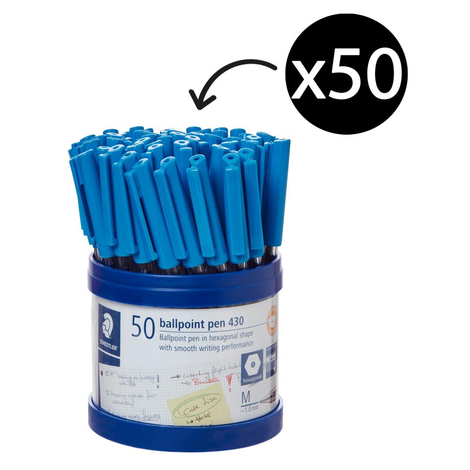 Staedtler Stick 430 Medium Ballpoint Pen Blue Box 50