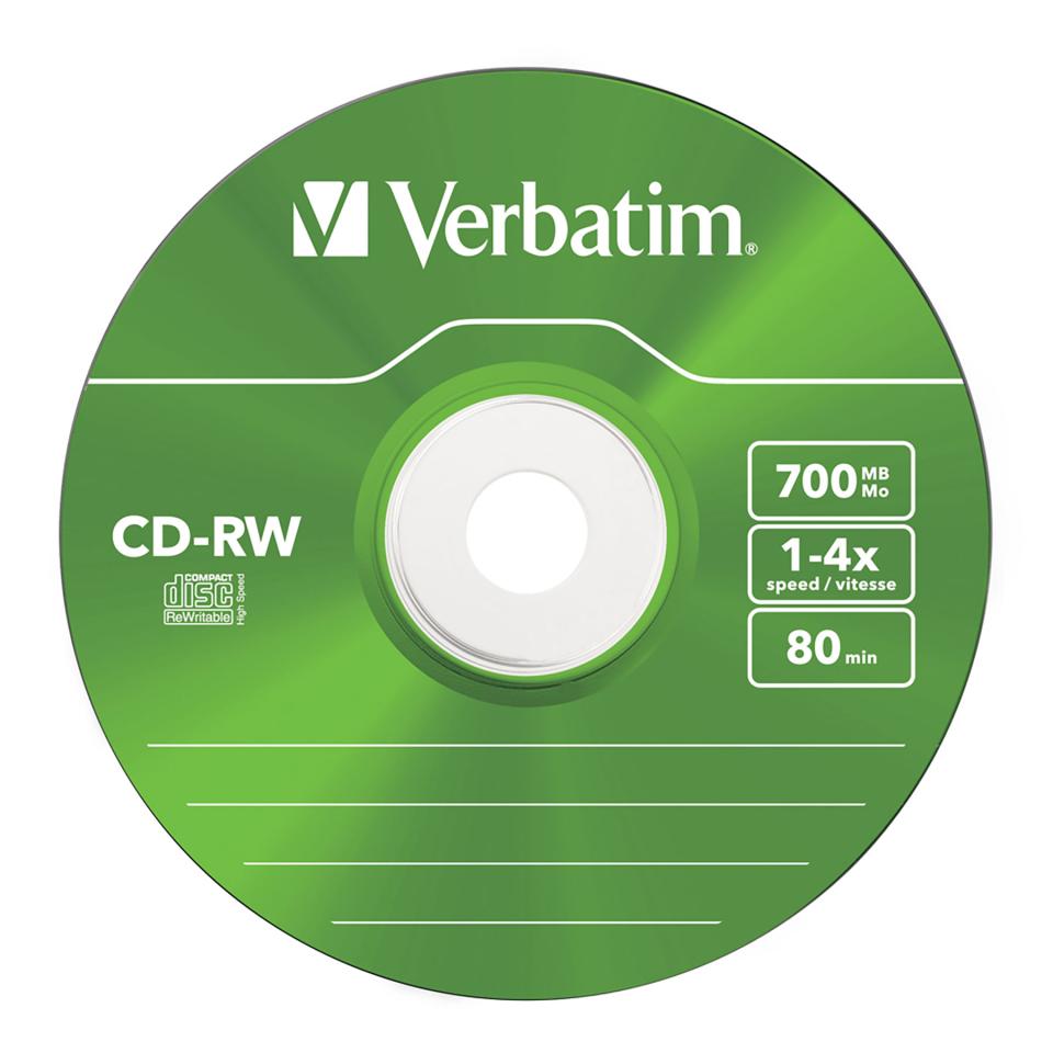 Verbatim CD-RW 700 MB / 4x / 80 Min - Colour 5-Pack Jewel Case | Winc