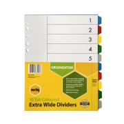 Marbig Dividers A4 Polypropylene Extra Wide Coloured 10 Tab