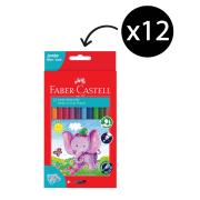 Faber Castell Jumbo Coloured Pencils plus Sharpener Pack 12