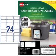Avery Ultraresistant Label White L7912  24up 63.5 x 33.9mm Pkt 10