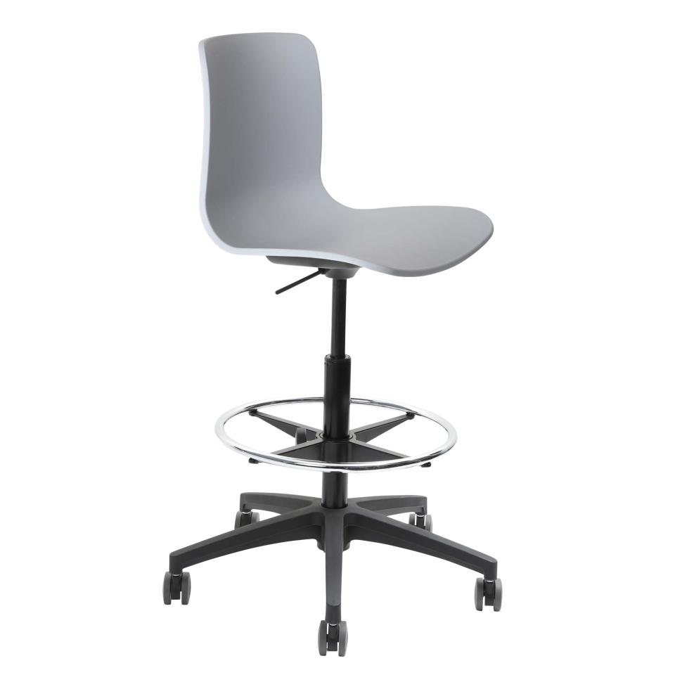 Dal Acti Swivel Drafting Stool Tall Gas Lift Footring  Black Nylon Base Castors Image
