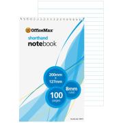 Officemax Shorthand Notebook 200x127mm 8mm Ruled Top Opening 100 Pages