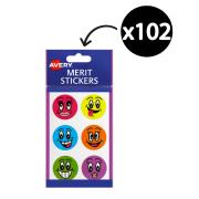 Avery Merit and Reward Stickers Smiley Faces 43 mm diameter Pack 102