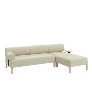 Pebbles L Shape Sofa With Table Bone Upholstery And Wooden Legs