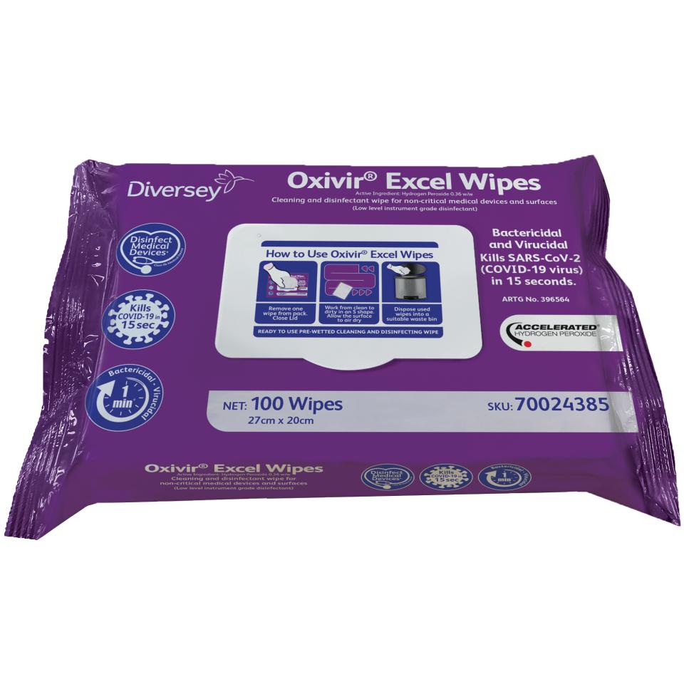 Diversey Oxivir Excel Disinfectant Wipes Pack 100 Image