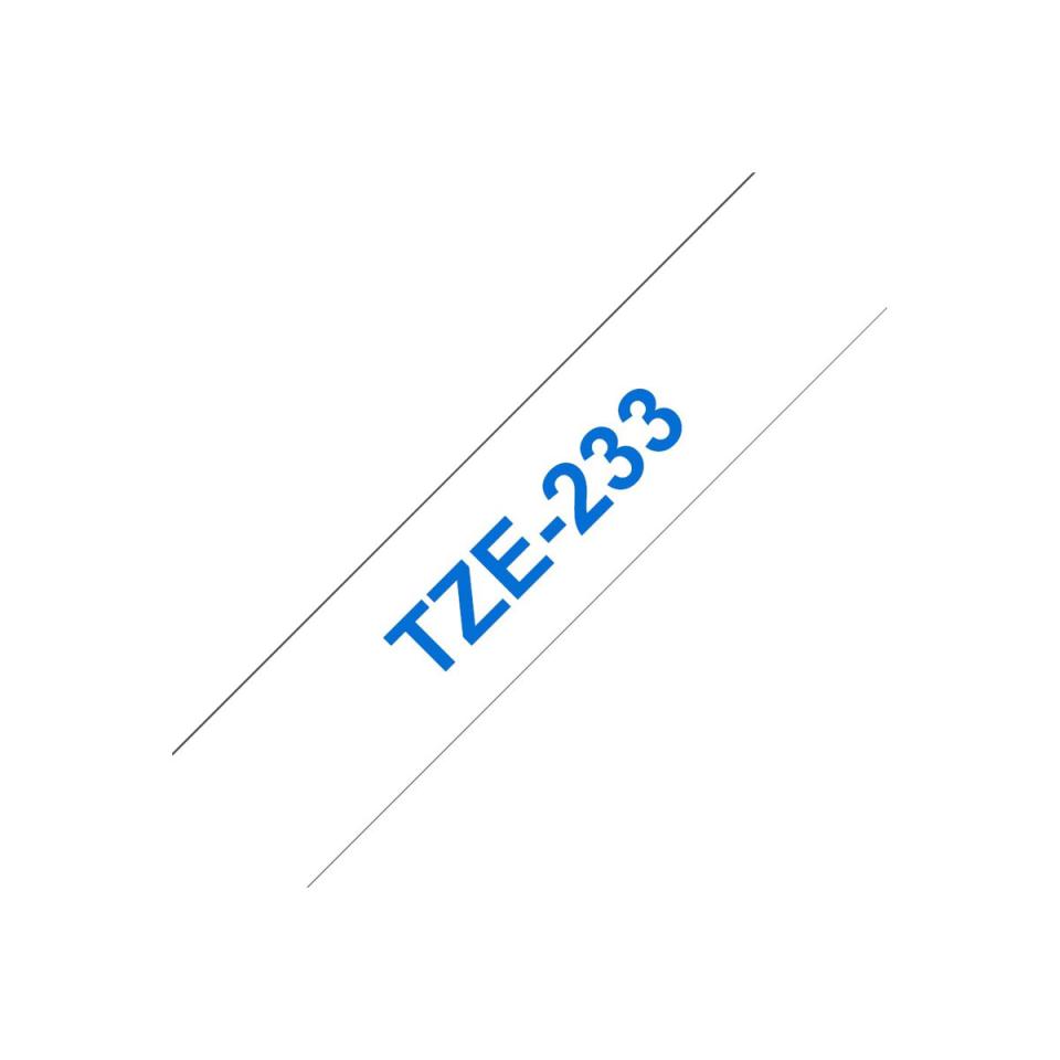 Brother TZE-233 Tape Labelling Blue On White 12mm x 8m