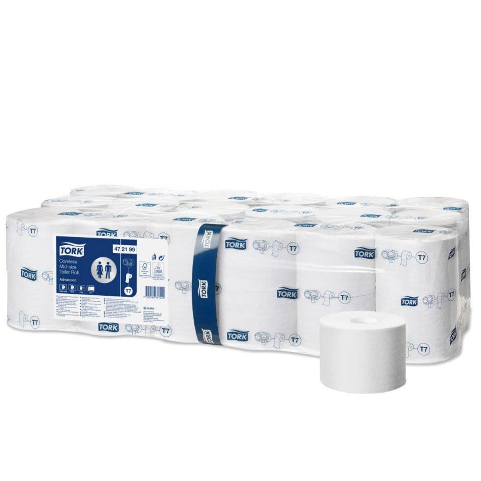 Tork Advanced T7 Coreless Mid Size Toilet Tissue 2 Ply 900 Sheet Roll ...