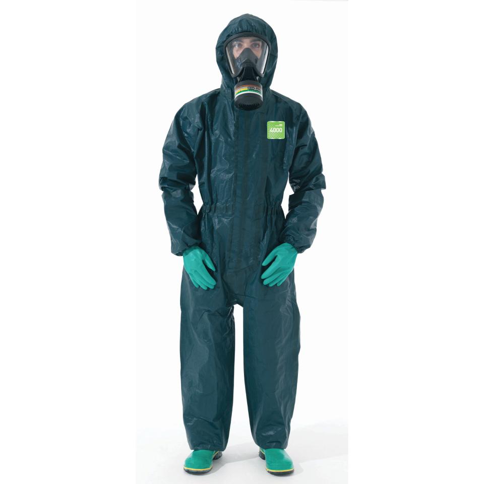 Alphatec 4000 Coverall With Hood Laminate Fabric and Taped Seams Green 2XL