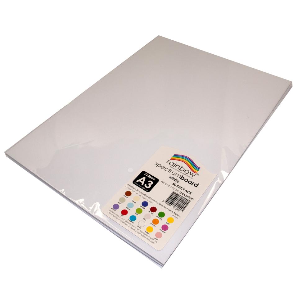 Rainbow White Board A3 220gsm Pack 50