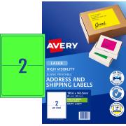 Avery Fluoro Green Shipping Labels for Laser Printers - 199.6 x 143.5mm - 20 Labels (L7168FG)
