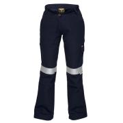 Lwp709K Ladies Cotton Drill Cargo Pants With Reflective Tape Navy