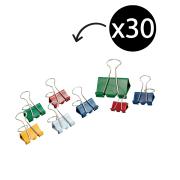 Winc Foldback Clips Assorted Sizes and Colours Pack 30