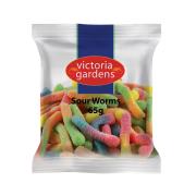 Victoria Gardens Sour Worms Lollies Portion Control 65g Carton 40