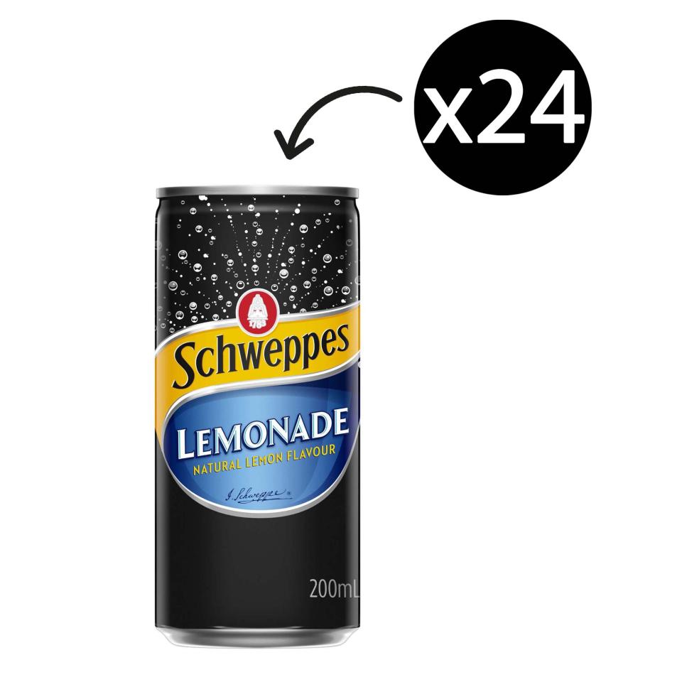 Schweppes Lemonade Slim Line Can 200ml Carton 24