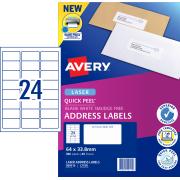 Avery Address Labels with Quick Peel for Laser Printers - 64 x 33.8mm - 960 Labels (L7159)