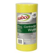 Sabco Professional Contractor Wipes 90 Sheet Roll 30 X 50cm Yellow