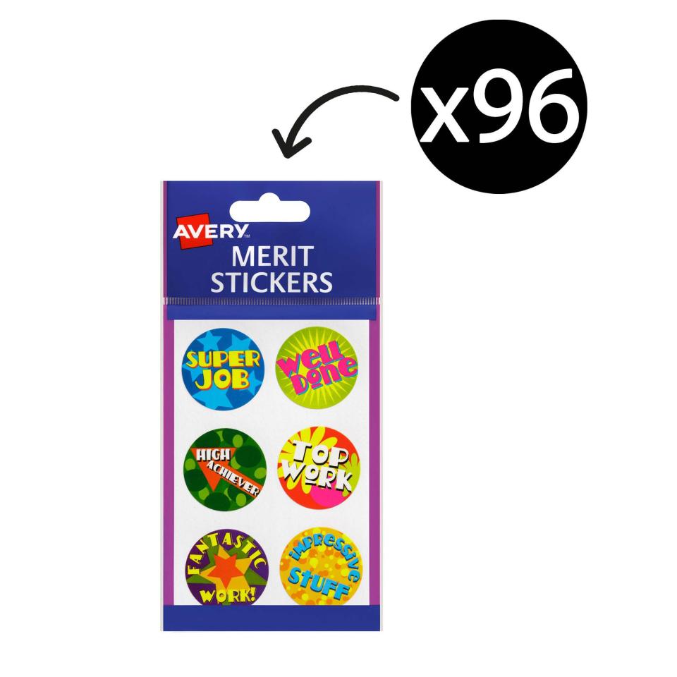 Avery Merit and Reward Stickers Bright 30 mm diameter Pack 96