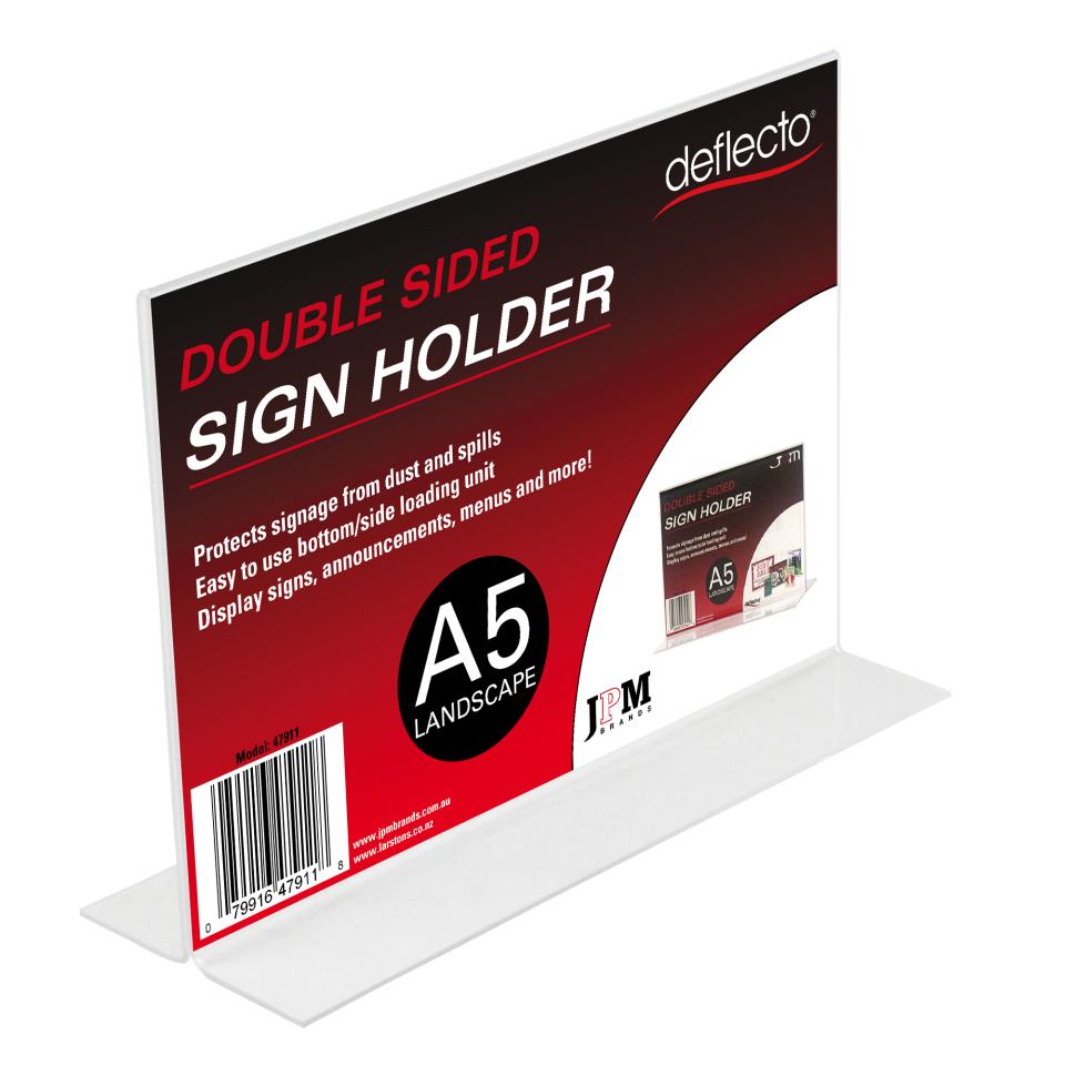 Deflecto Sign Menu Holder Landscape Double Sided A5 Clear
