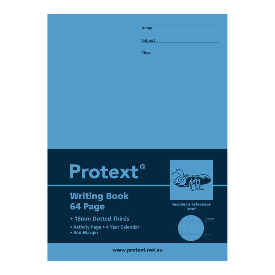 Protext Writing Book Polypropylene 18mm Dotted Thirds 64 Pages Ant