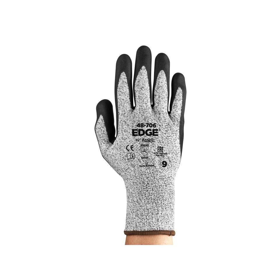 Edge 48-706 Polyester Liner With Nitrile Palm Glove Grey Size 6