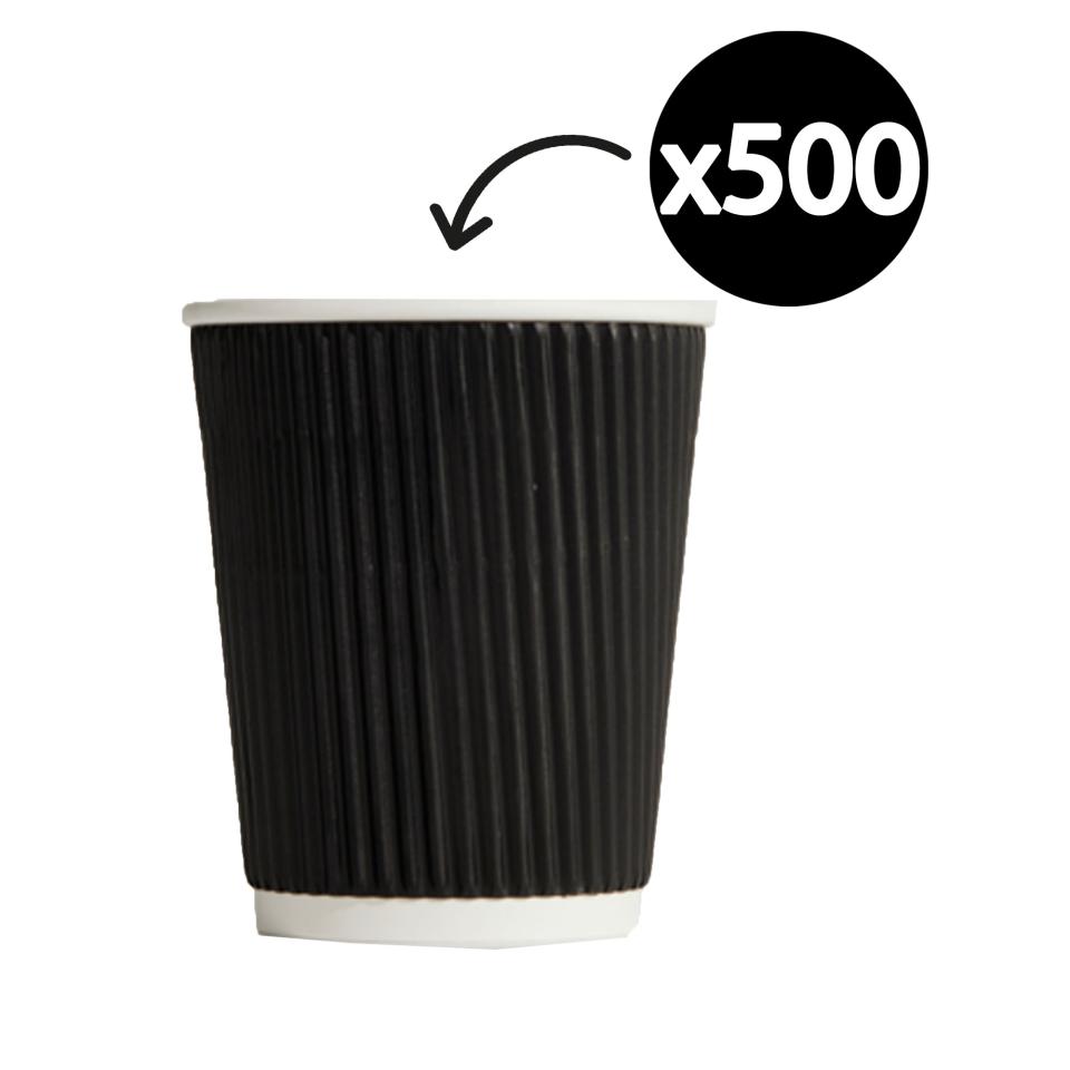 Truly Eco 8oz (80mm) Black Ripple Wall Cup Carton 500