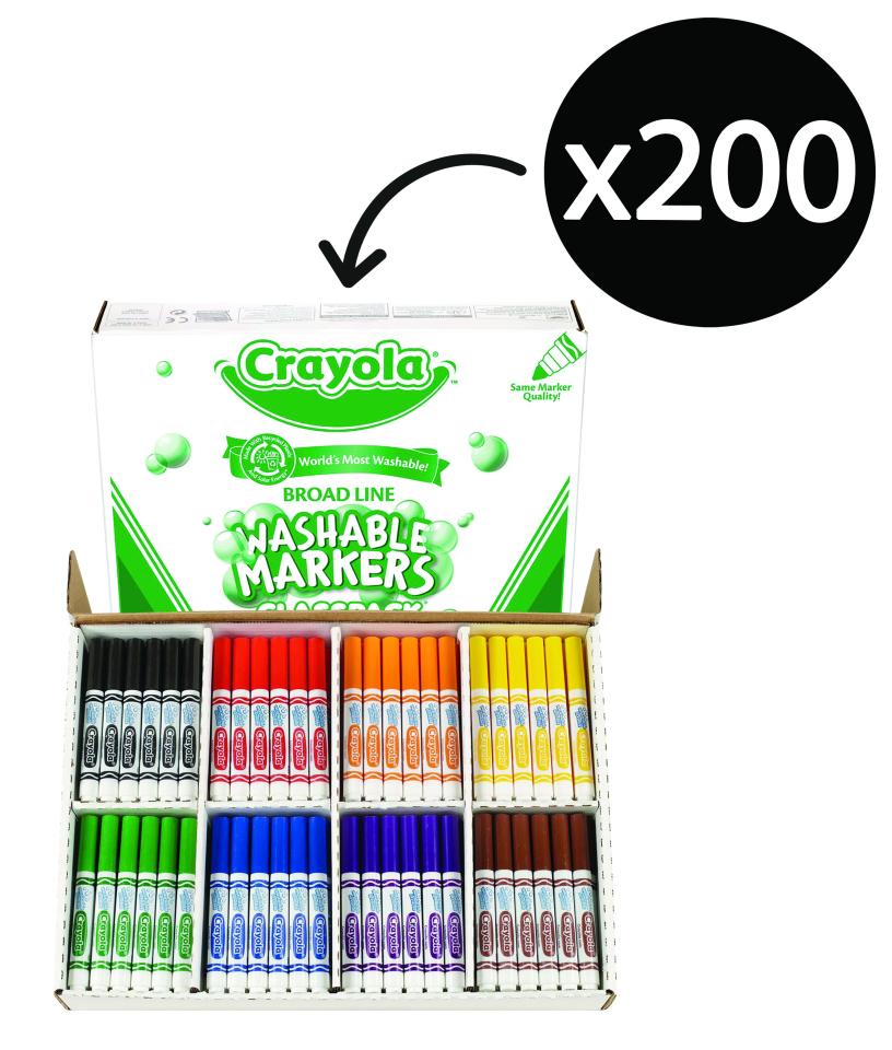 Crayola Classpack Washable Broadline Coloured Markers Assorted Box 200 ...