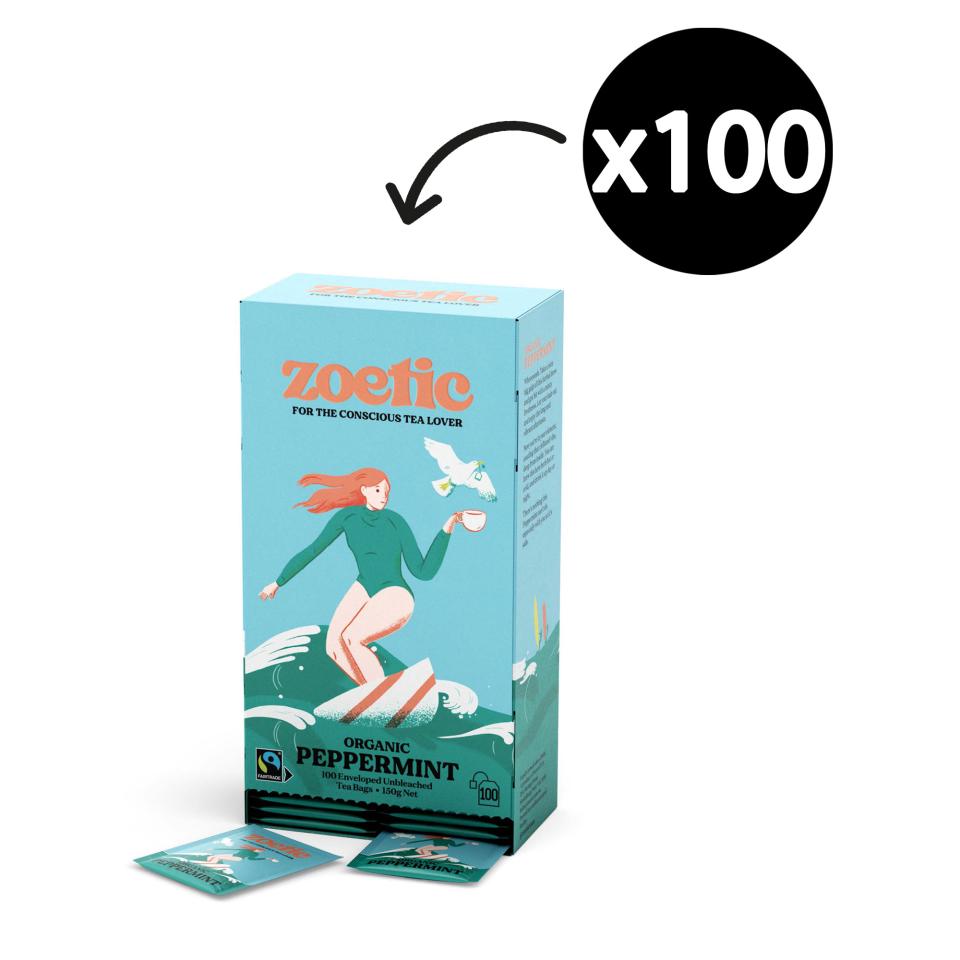 Zoetic Organic & Fairtrade Peppermint Enveloped Tea Bags Pack 100