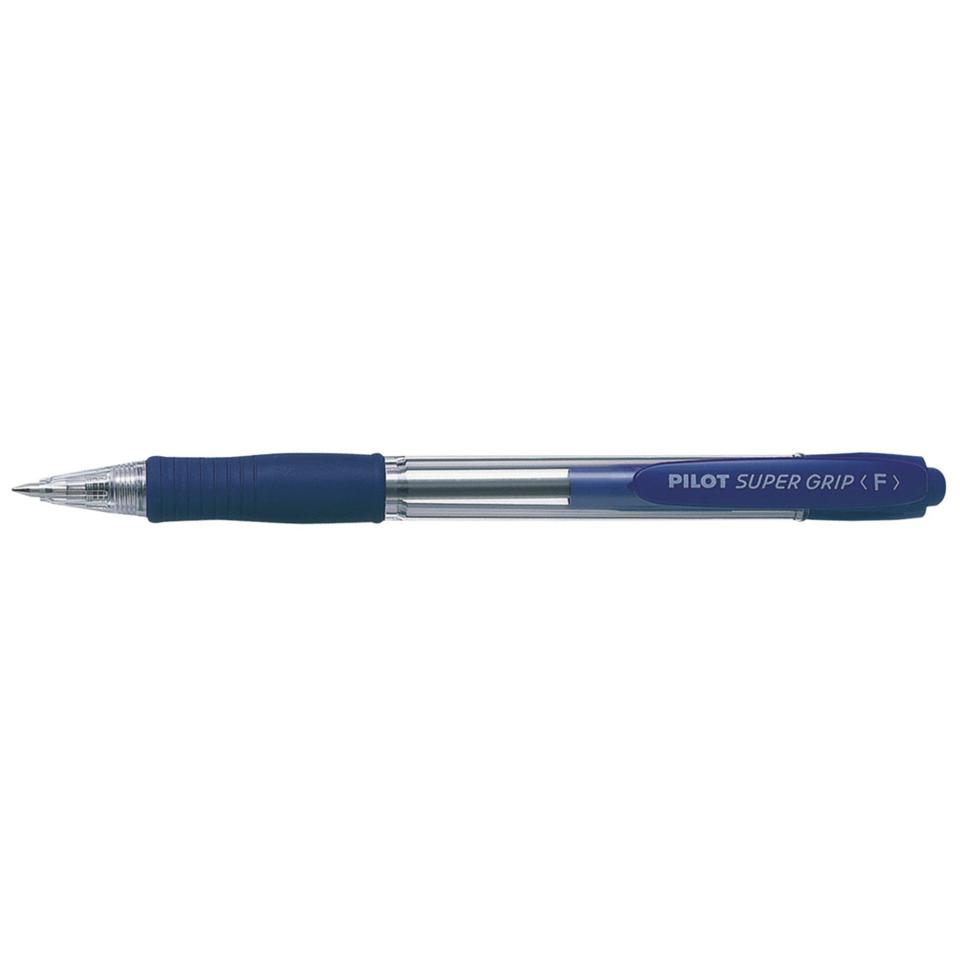 6 x Pilot BPGP-10R Super Grip 0.7mm Fine Point Retractable Ballpoint Pen Blue 