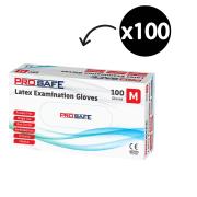 Prosafe Latex Examination Gloves Powder Free White Medium Box 100