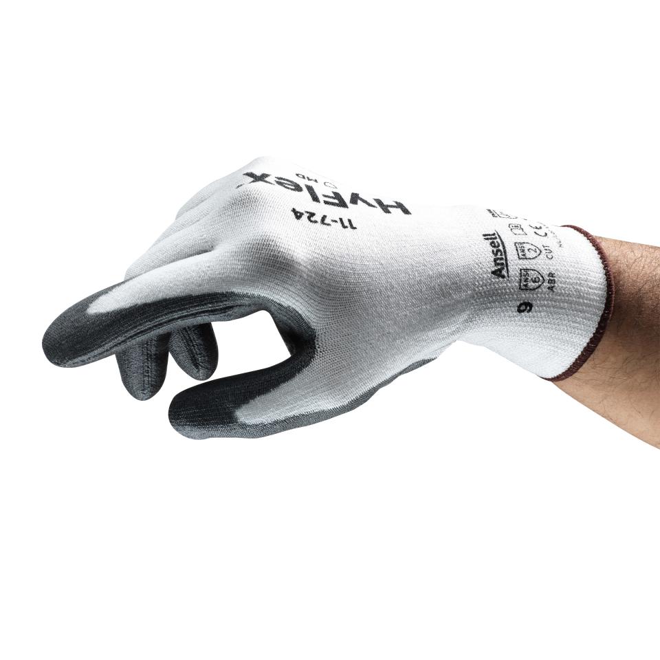 Ansell HyFlex 11724 Intercept Cut Resistant PU Palm Coated Gloves Size