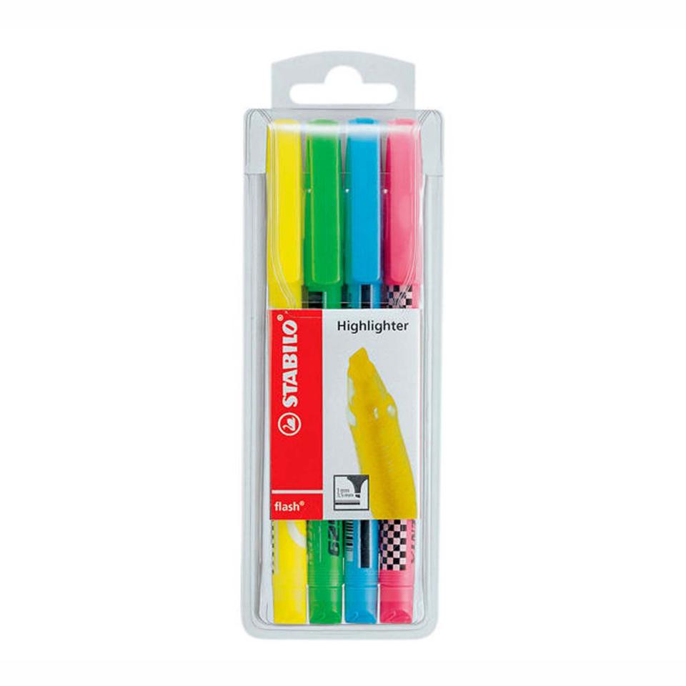 Stabilo Flash Highlighter Assorted Colours Set 4