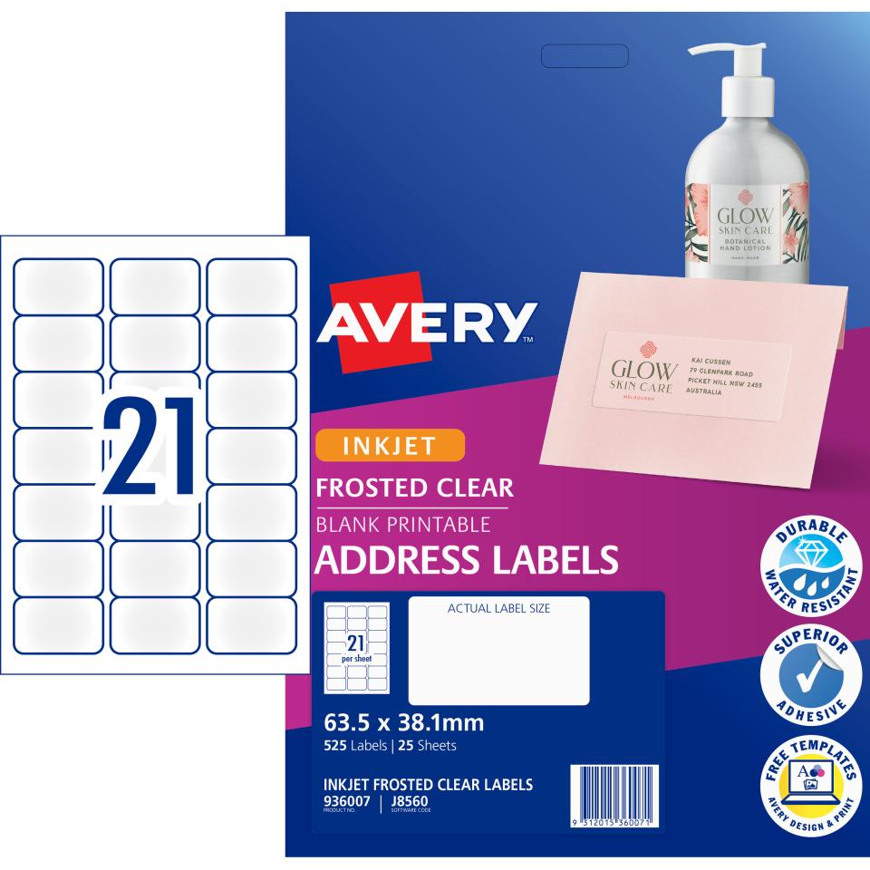 avery frosted clear labels