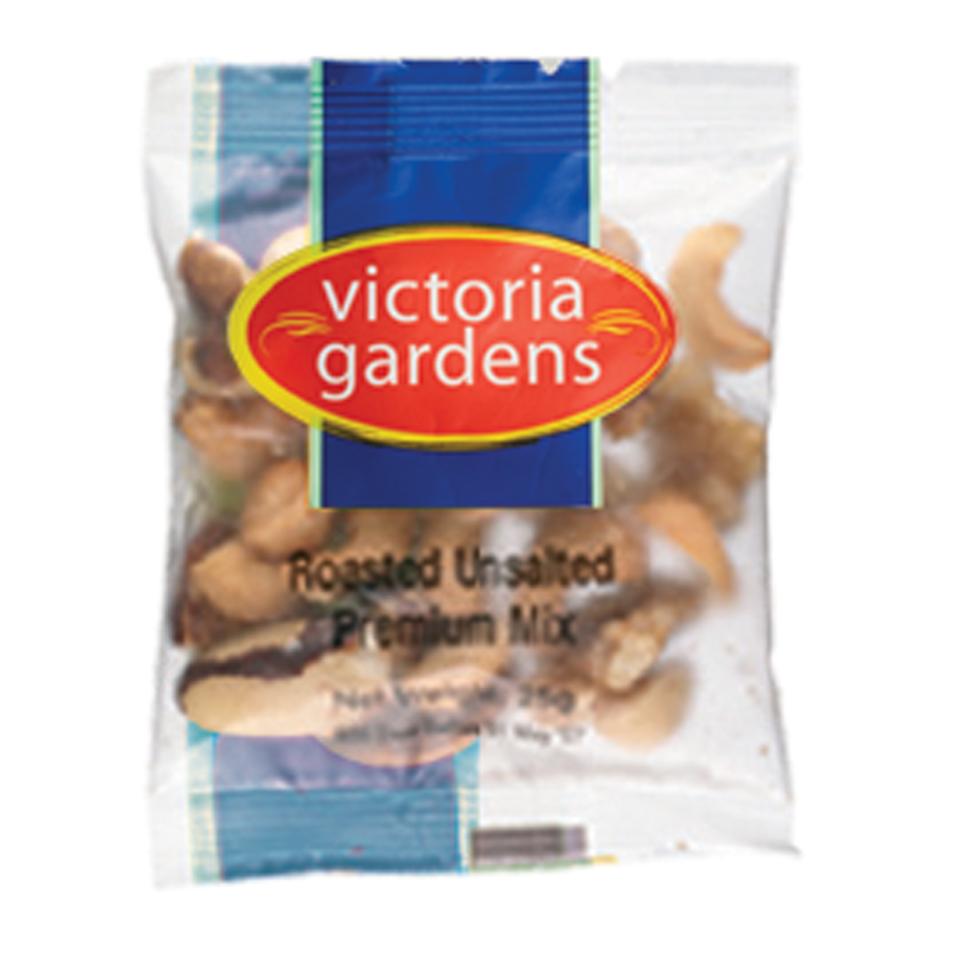 Victoria Gardens Premuim Mixed Nuts Snack Unsalted Portion Control 25g Carton 60