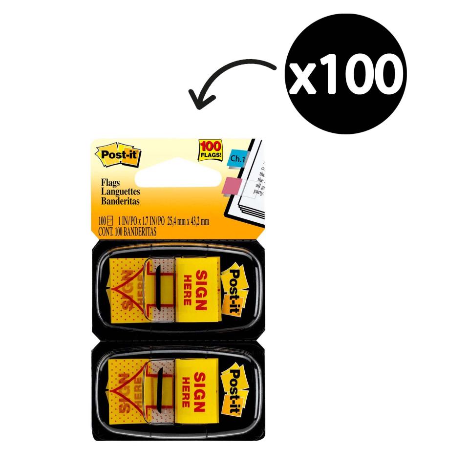 50/Dispenser 1-Dispenser/Pack 1-Inch Wide Post-it Flags Yellow
