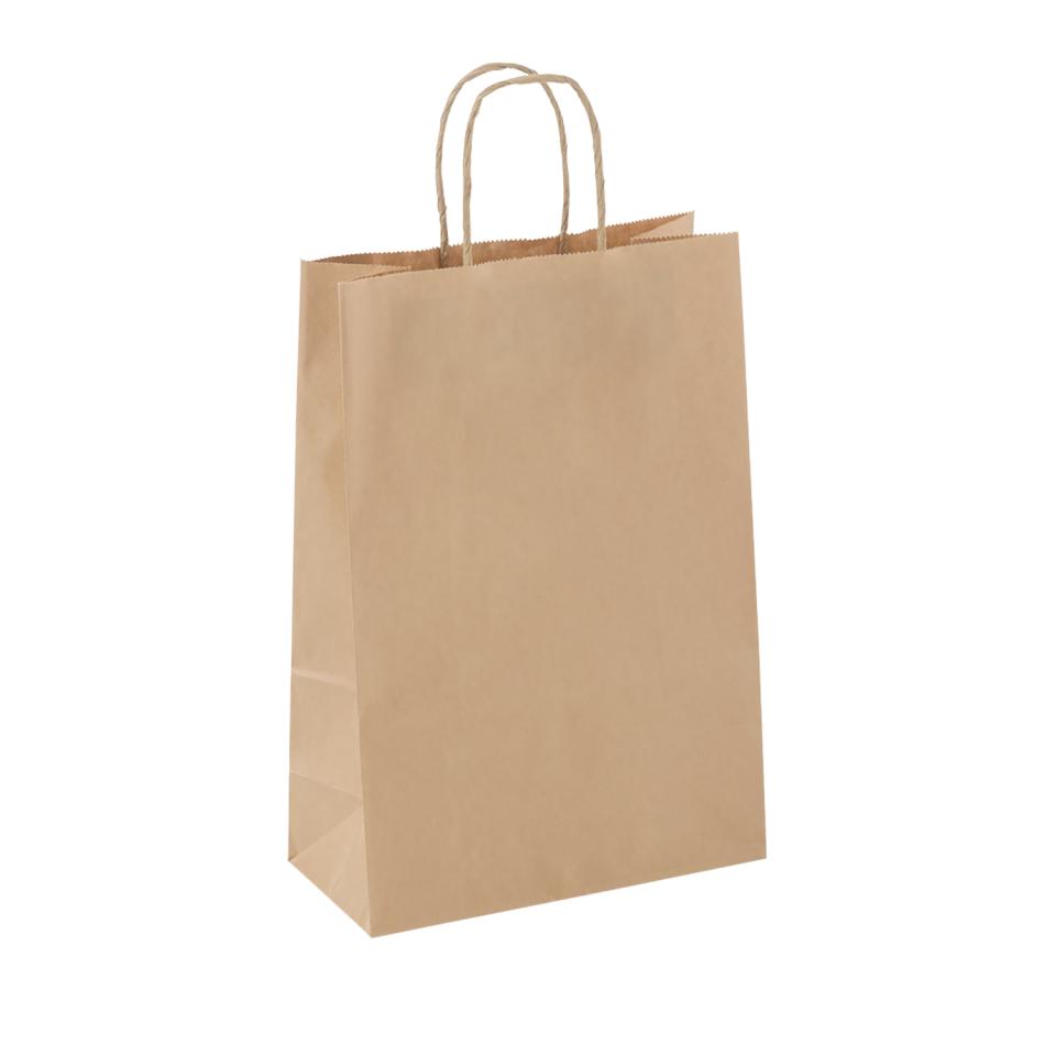 50 10x5x13 Kraft Brown Paper Handle Shopping Gift Merchandise Carry Retail Bags 