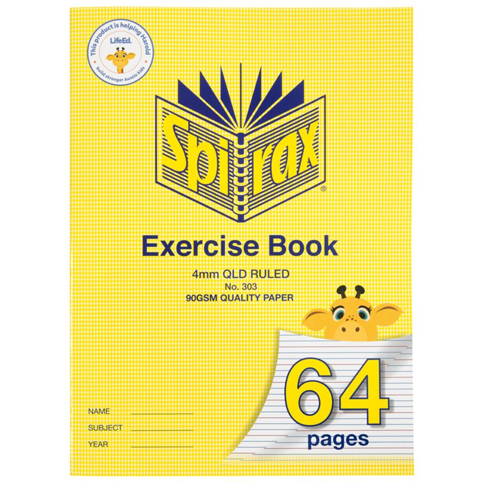 Spirax 303 Exercise Book Super Size Qld 4mm 80gsm 64 Pages Image