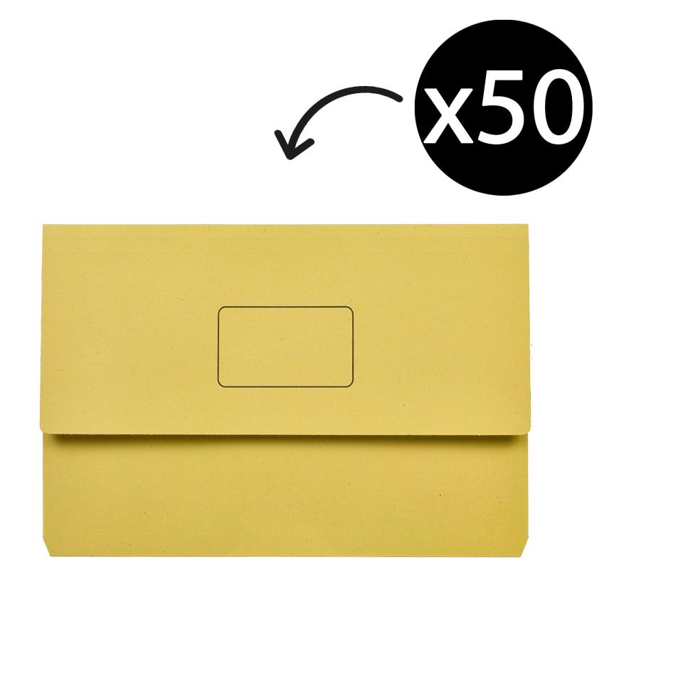 Marbig Slimpick Document Wallet Yellow Box 50