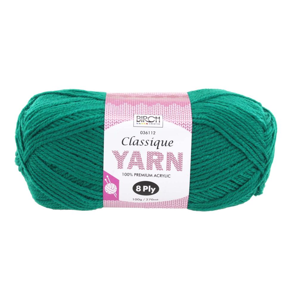 Birch Classique Knitting Yarn 100% Premium Acrylic 100g Ball 8ply 10pk Emerald Image
