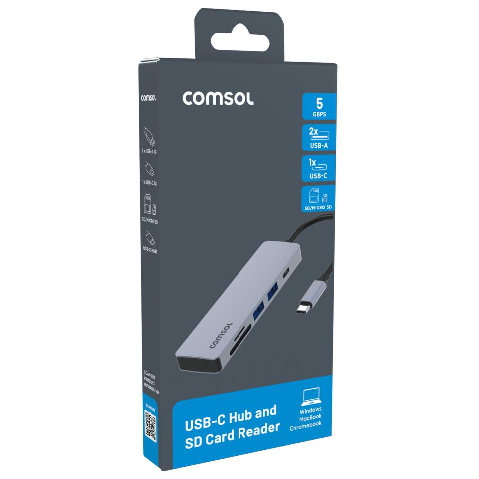 Comsol USB-C Hub 3 Port With Sd Card Reader | Winc